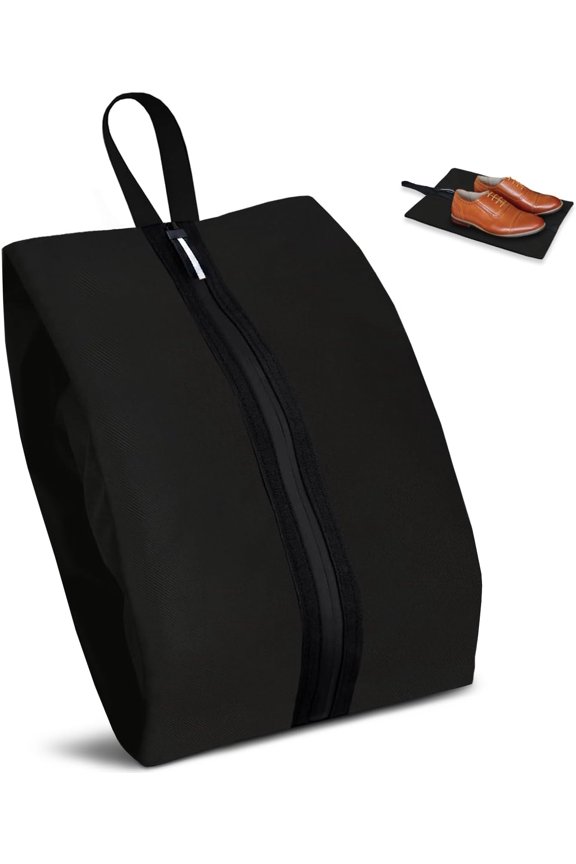 Shoe Bag Odor-Absorbing Water-Resistant, Travel Friendly Golf Shoe Bag with Zipper for Ideal for Gym,Spikes,Golf,Tennis,Baseball(Black, 1-Pack)