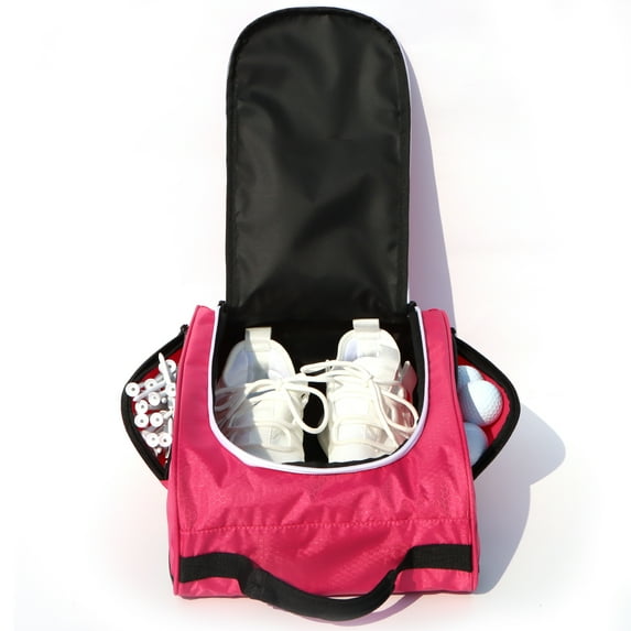 Shoe Bag Outdoor Zippered Carrier Golf Shoe Bags Great Golf Gift for Men or Women 3 External Pockets for golf accessories with Ventilation & Outside Pocket for Socks,Tees,etc.(Red)