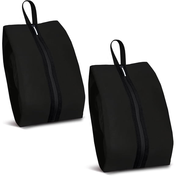 Shoe Bag for Travel, Water-Resistant Shoe Pouch for Gym, Odor-Resistant Soccer Cleats Bag with Zipper for  Travel Work Men and Women (Black, 2-Pack)