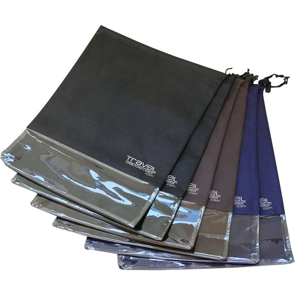 Shoe Bags (6-Pk) SEE THROUGH WINDOW | Large | Keeps Dirt Out of Your Luggage