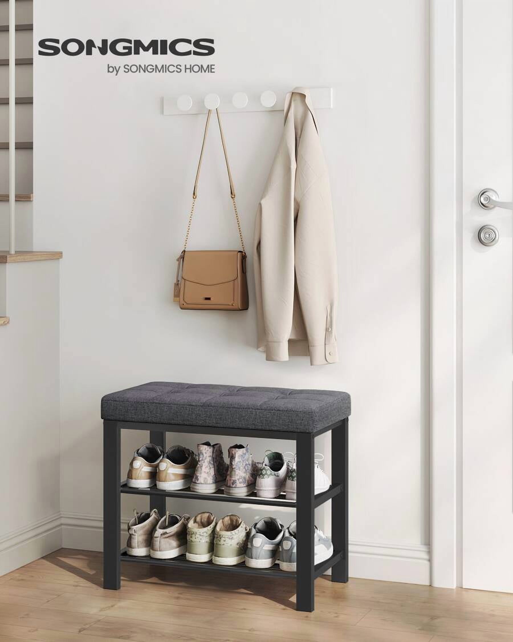 Shoe Bench, 3-Tier Shoe Rack For Entryway, Storage Organizer With Foam ...