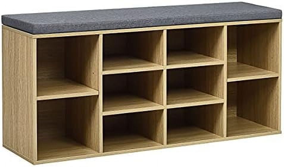 Shoe Bench Entryway with Padded Cushions Adjustable Shelves 10Cube