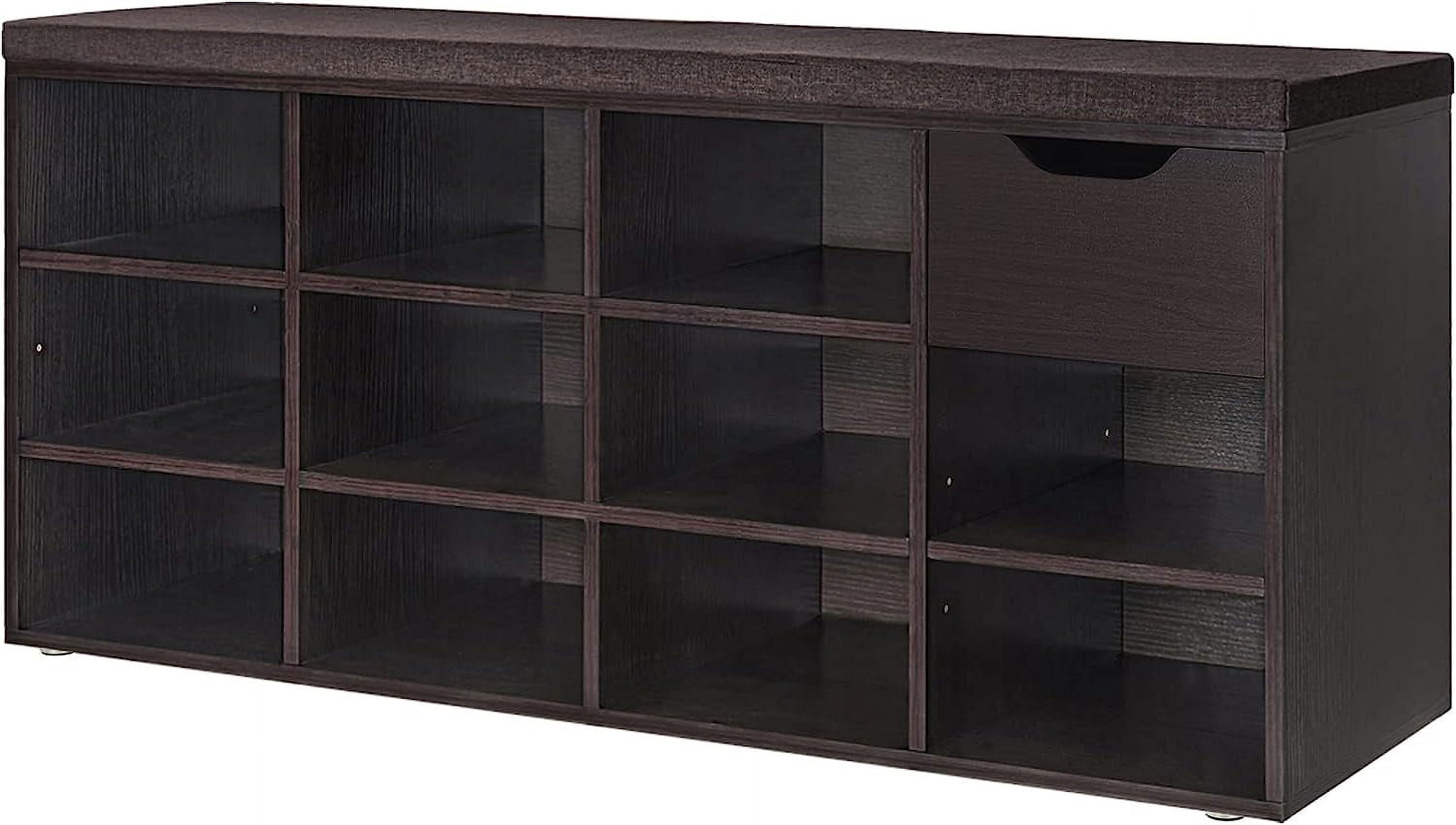 Shoe Bench, Entryway Storage Bench with Drawer and 11 Cubbies, Cubby ...