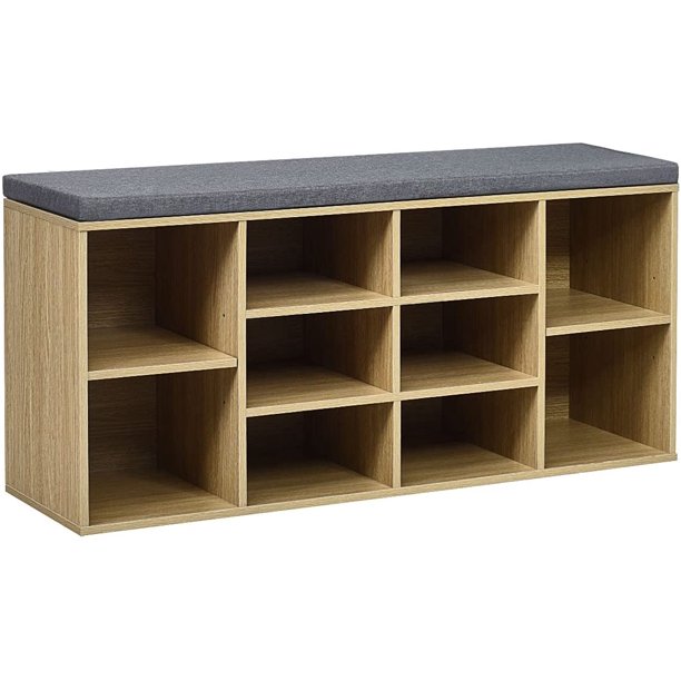 Shoe Bench Entryway with Storage Padded Cushions, Adjustable Shelves 10
