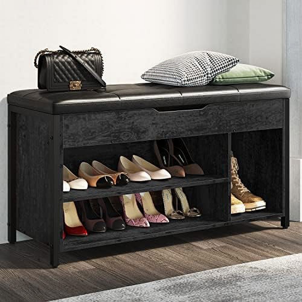 Shoe Bench Lift Top Shoe Bench Adjustable Entryway Bench Metal and Wood