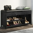 thumbnail image 1 of Shoe Bench, Lift Top Shoe Storage Bench, Adjustable Shelf Entryway Bench, Metal and Wood Shoe Rack Organizer with Cushion for Entry, Bedroom, Closet, Living Room, Hallway (Black, 39.5“W), 1 of 7