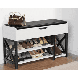CONSDAN Shoe Bench Rack for Entryway USA Grown Hickory Shoe Rack Bench Wooden Bench with Shoe Storage for Entryway Entrance Hallway Bedroom