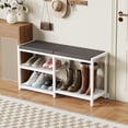 thumbnail image 1 of Shoe Bench & Rack Storage with Seat Cushion, 300 lb Capacity, White, 1 of 8