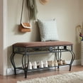 thumbnail image 1 of Shoe Bench Rack for Entryway, Vintage Metal Frame Shoe Rack with Bench, Bench with Shoe Storage for Bedroom Doorway, 1 of 5
