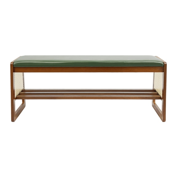 Shoe Bench, Shoe Storage Bench, Entryway Shoe Rack(Nut-brown + Green) 39.3* 13.77* 15.74in