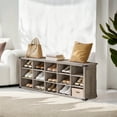 thumbnail image 1 of Shoe Bench, Shoe Storage Bench with 15 Compartments, Adjustable Shelves, Bench, Heather Greige, 1 of 7