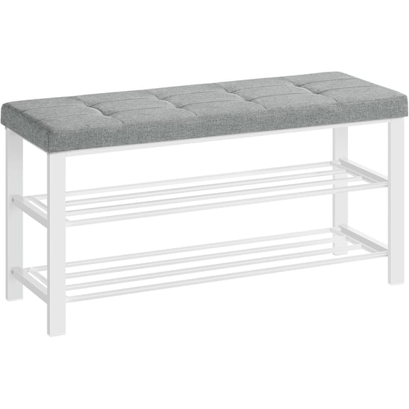 Shoe Bench, Storage Bench, Entryway Bench with Cushion, Shoe Shelf with Seat, Space-Saving, Modern Style, for Living Room, Bedroom, Hallway, Dark Gray and Ink Black ULBS579B33