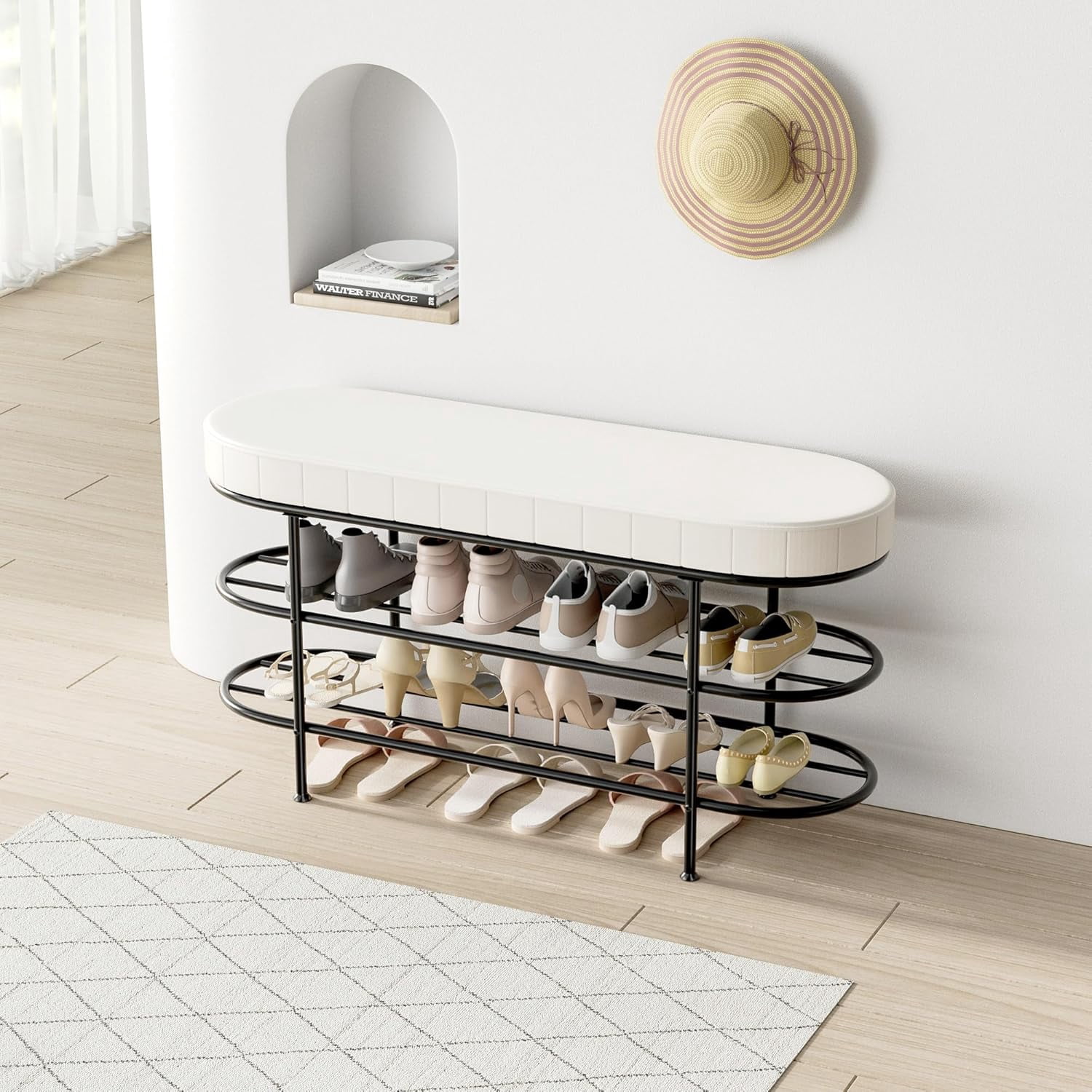 Shoe Bench with Storage for Entryway, 40