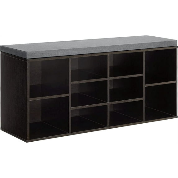 Shoe Benches for Entryway with Storage, 10 Compartments Shoe Rack Bench with Storage, Shoe Bench Storage with Cushion Seat for Living Room Entryway Hallway Adjustable Shelves Shoe Shelf