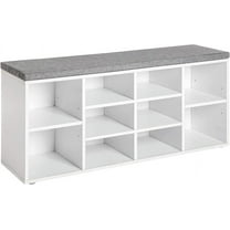 Shoe Benches for Entryway with Storage, 10 Compartments Shoe Rack Bench with Storage, Shoe Bench Storage with Cushion Seat for Living Room Entryway Hallway Adjustable Shelves Shoe Shelf