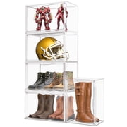 3 Pack Extra XXX-Large Long Boots Storage Organizer 17.7" x 13'' x 13'' Stackable Shoe Rack Clear Handbag Organizer for Closet Acrylic Display Case with Magneti