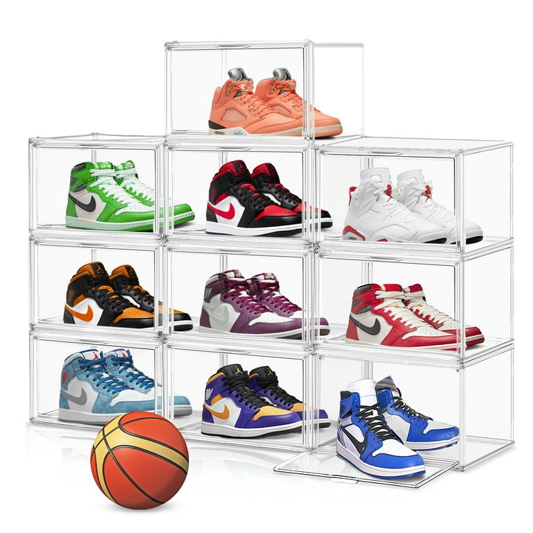 Walmart Stackable Shoe Box Organizer Clear Plastic Sneaker Storage Container Case for Men and Women 10 Packs Walmart