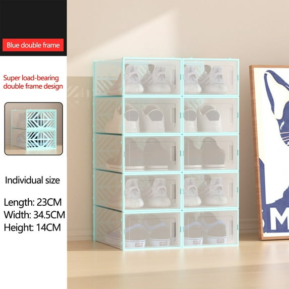 Transparent Shoe Storage Boxes, Side Opening Load-Bearing Plastic Shoe Cabinet, Household Boot Rack Organizer