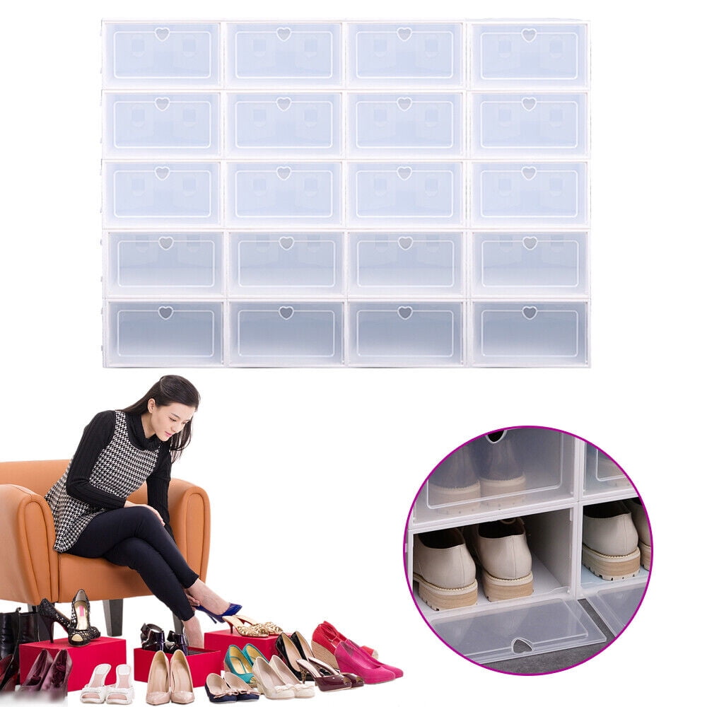 Shoe Box Storage Organizer Stackable Sneaker Case Container Transparent ...