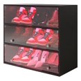 Shoe Box with RGB LED Light, Wooden Stackable Shoe Storage Box with