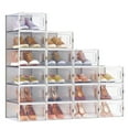 thumbnail image 1 of Shoe Boxes 18 Pack- Stackable Clear Plastic Shoe Storage Organizers for Closet - Fits up to US Size 11 Sneakers - Transparent/White, 9.1 x 13.1 x 5.6 Inches, 1 of 8