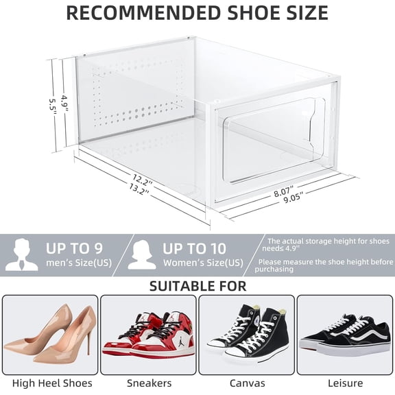 Shoe Boxes Clear Plastic Stackable 18 Pack Premium Shoe Organizer Storage for Closet Foldable Shoe Rack Containers Sneaker Display Case Holder Shoe Bin for Entryway Drawers Christmas Gifts