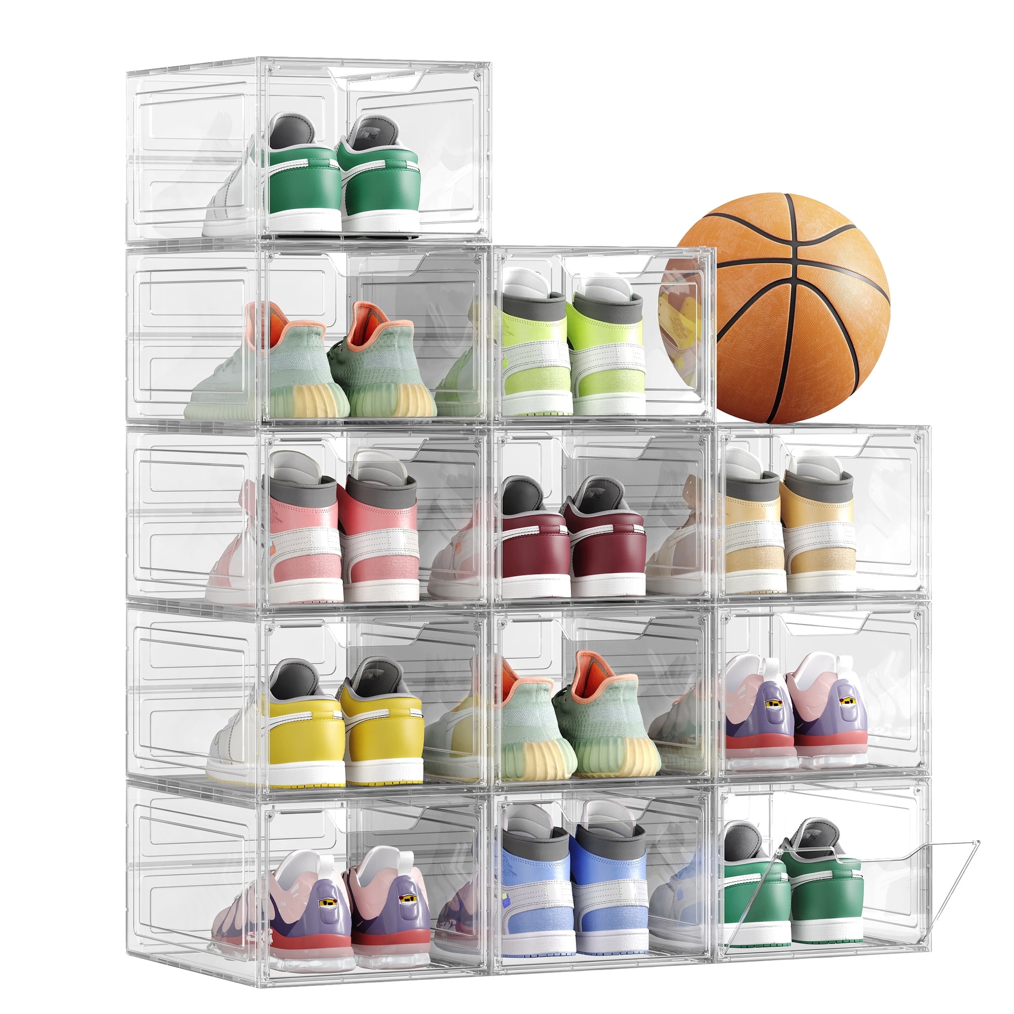Shoe Boxes, Clear Shoe Organizers, Set of 12, Plastic Shoe Storage with ...