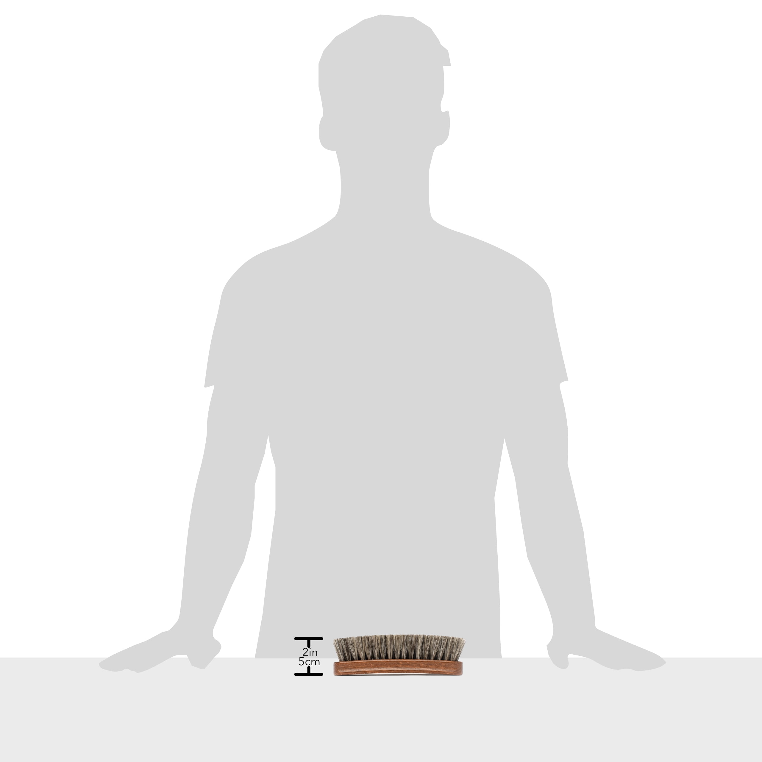 Shoe Brush 100 Horsehair Shoe Brush Concaved Handle for Premium Grip, Brown