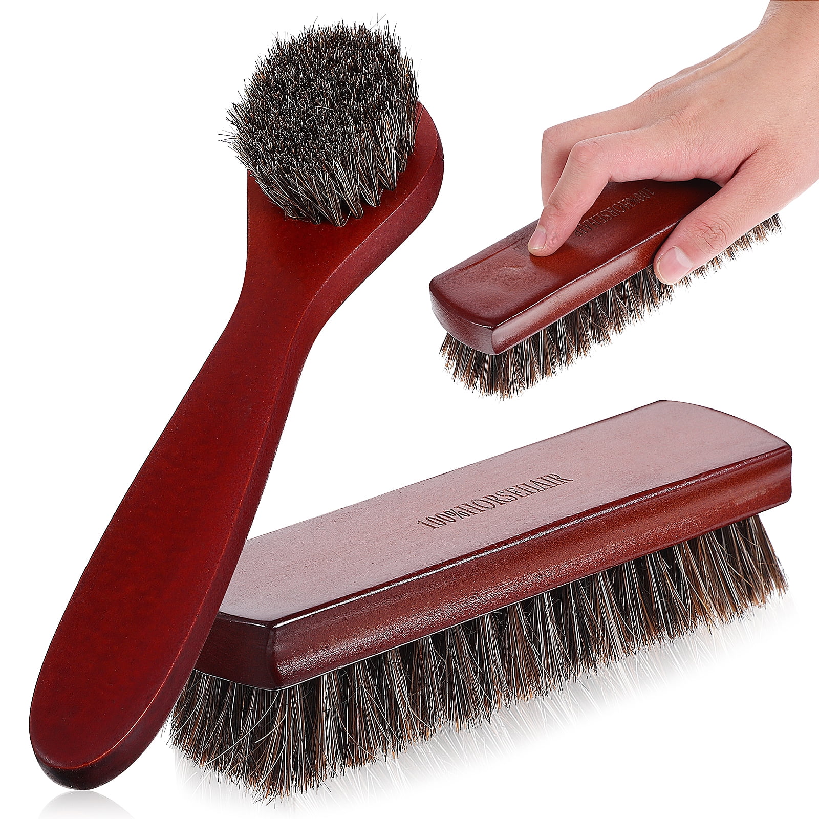 Shoe Brush Horsehair Leather Cleaning for Boot Scrapers with Outdoor Polishing 2 Pcs