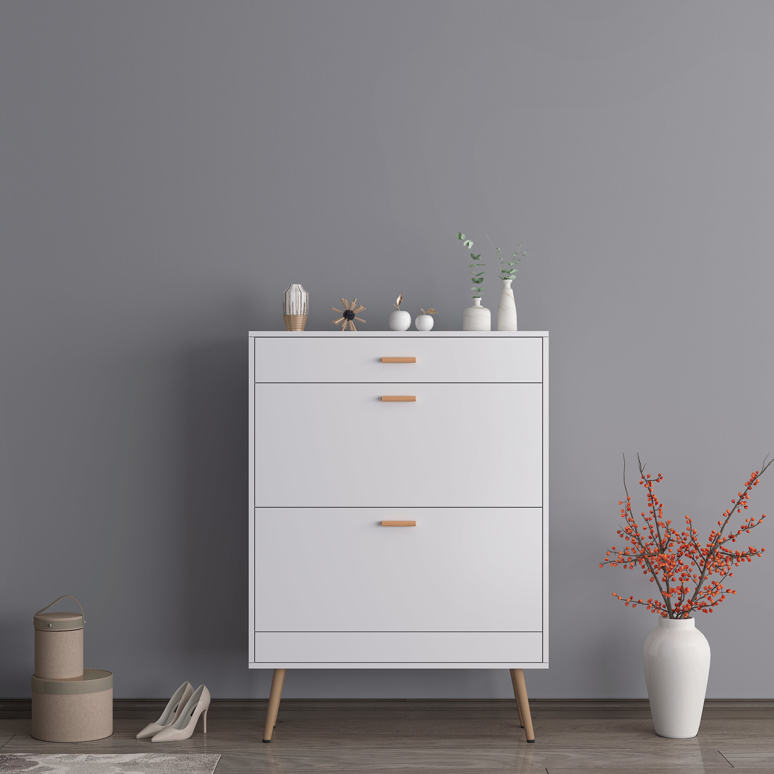 AsterOutdoor Shoe Cabinet MDF 9.45×31.5×43.7 White