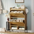 thumbnail image 1 of Shoe Cabinet with 2 Flip Drawers,Freestanding Shoe Storage Cabinet Organizer for Entryway,Shoe Rack Cabinet,Dry and wet Separation Shoe Organizer with Metal Legs, Wood, 1 of 7