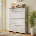 thumbnail image 1 of LUCKHAO Shoe Cabinet Minimalist Slim Vertical with 2 Storage Drawers, 3 Flip Drawers, Adjustable Shelves, 1 of 7
