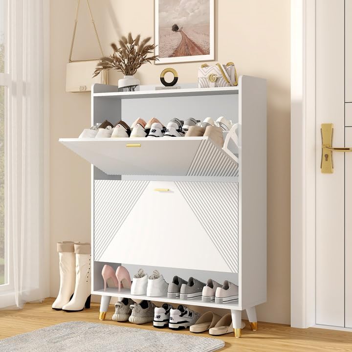 Shoe Cabinet for 24 Pairs & Size 13 - Entryway Modern Narrow Slim Shoe ...