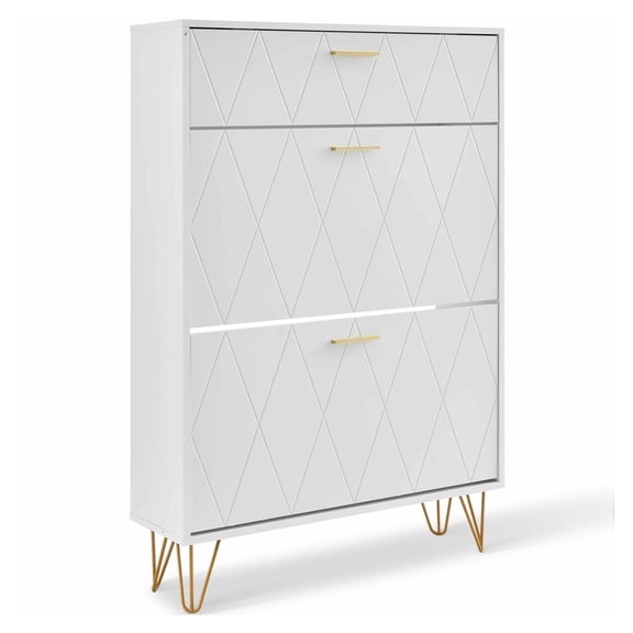 Shoe Cabinet 3 Drawers - Entryway Shoe Storage Organizer - Free Standing Shoe Rack for Heels, Boots, Slippers - Hallway Living Room Furniture