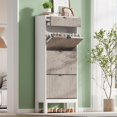 Shoe Cabinet with 3 Flip Drawers, Freestanding Hidden Shoe Storage ...