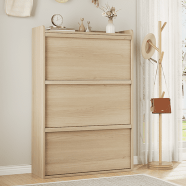 Shoe Cabinet with 3 Flip Drawers, Modern Shoe Storage for Entryway, Wooden Shoe Organizer Cabinet with Adjustable Shelf, Hidden Shoe Rack for Hallway, Living Room