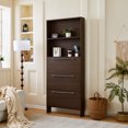 thumbnail image 1 of Shoe Cabinet with 3 Flip Drawers, Narrow Entryway Shoe Rack Organizer with Open Shelves, Hidden Storage Cabinet for Hallway Living Room, Freestanding Design with Anti-Tip Kit & Hooks, 1 of 9