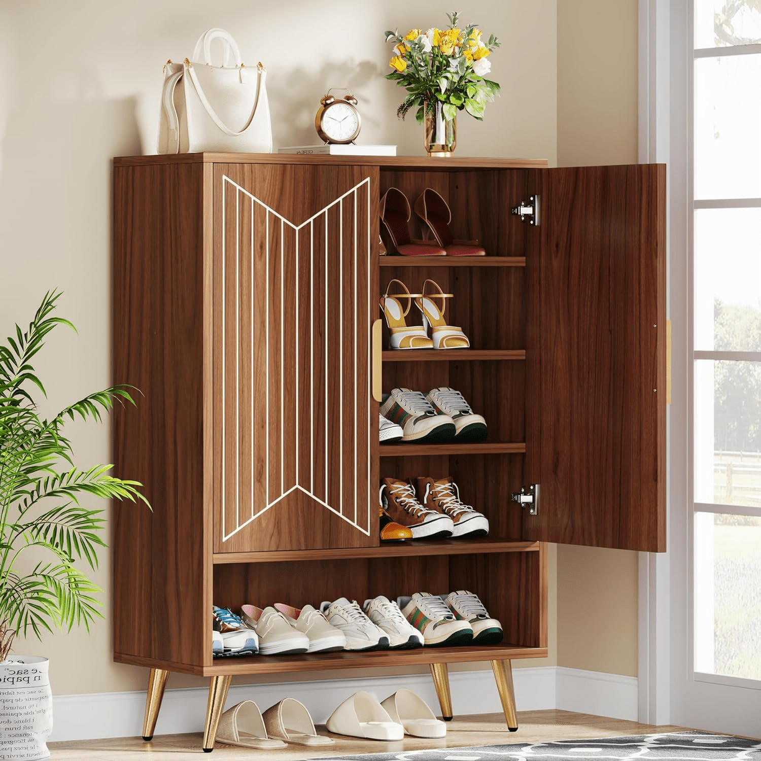 Shoe with Doors 25 Pairs Shoe Storage with Adjustable