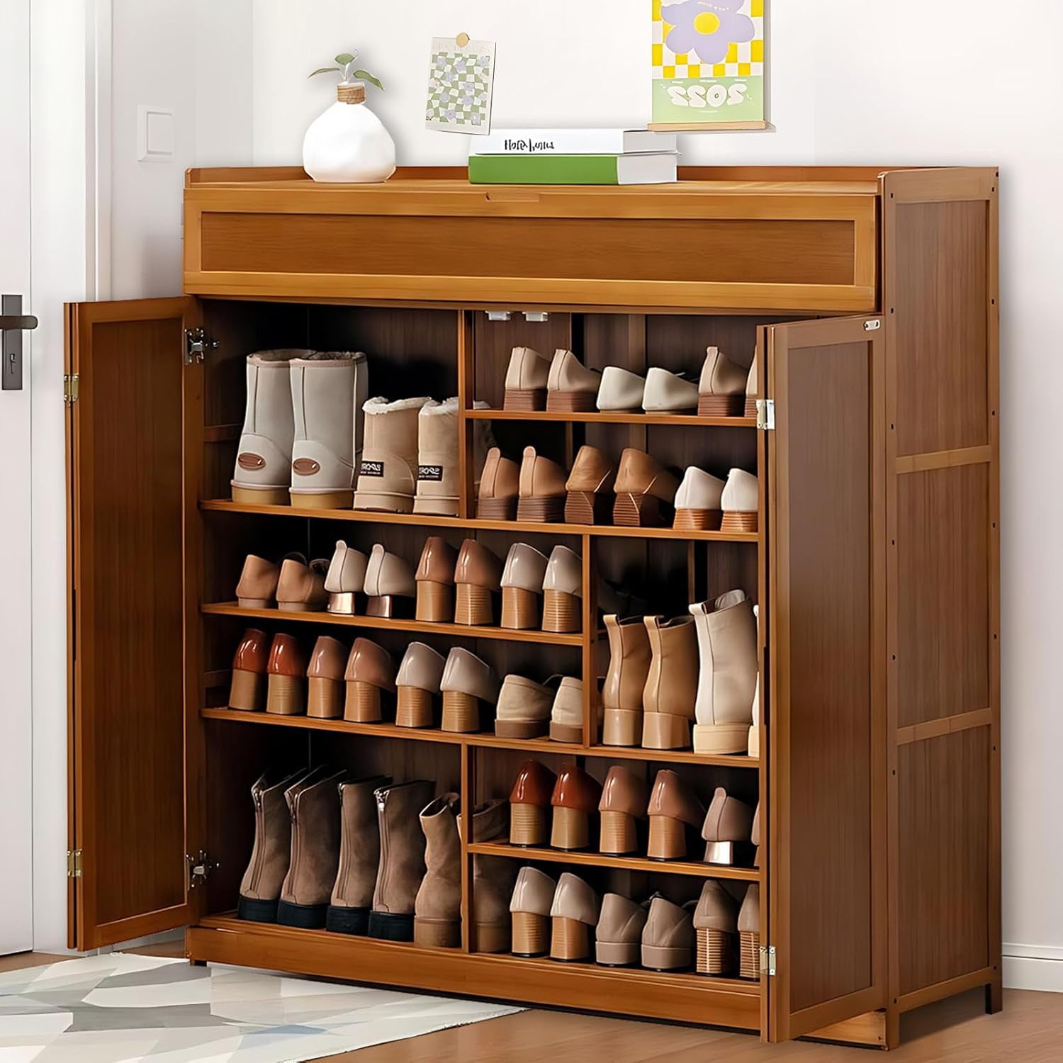 Shoe with Doors 7Tier Shoe Storage with Adjustable