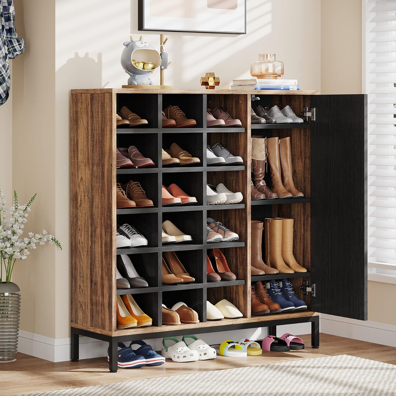 Shoe for Entryway 6Tier Shoe Rack with Doors & 23 Cubbies 23