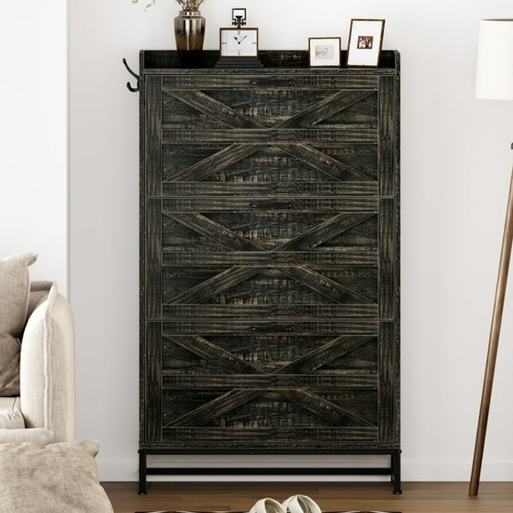 Shoe Cabinet, Entryway Entry Home Shoe Cabinet, Narrow Entrance Storage Cabinet, Large Capacity Shoe Rack, Grey