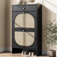 Sytorage Rack Layout Shoe Cabinet for Entryway, Slim Shoe Rack with 2 Flip Drawers and Top ...