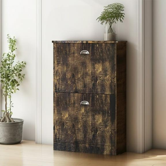 Shoe Cabinet, Hidden Slim 2-Drawer Slim Shoe Rack Cabinet for Entryway, Hallway, Bedroom