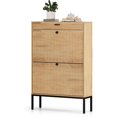 thumbnail image 1 of Shoe Cabinet, Shoe Storage Organizer Cabinet with 2 Flip Wavy Line Drawers, Freestanding Shoe Rack with Adjustable Shelf for Entryway, 1 of 6