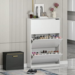 Dextrus Shoe Cabinet with 3 Flip Drawers Freestanding Shoe Rack Storage Organizer Bench for Hallway Entryway Bedroom Black Walmart