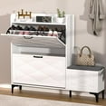 thumbnail image 1 of Shoe Cabinet Storage for Entryway with Bench & Hidden Storage, Shoe Organizer with Ergonomic Opening, Curved Design, with Three Adjustable Heights, Shoe Storage Cabinet for Hallway, White, 1 of 13