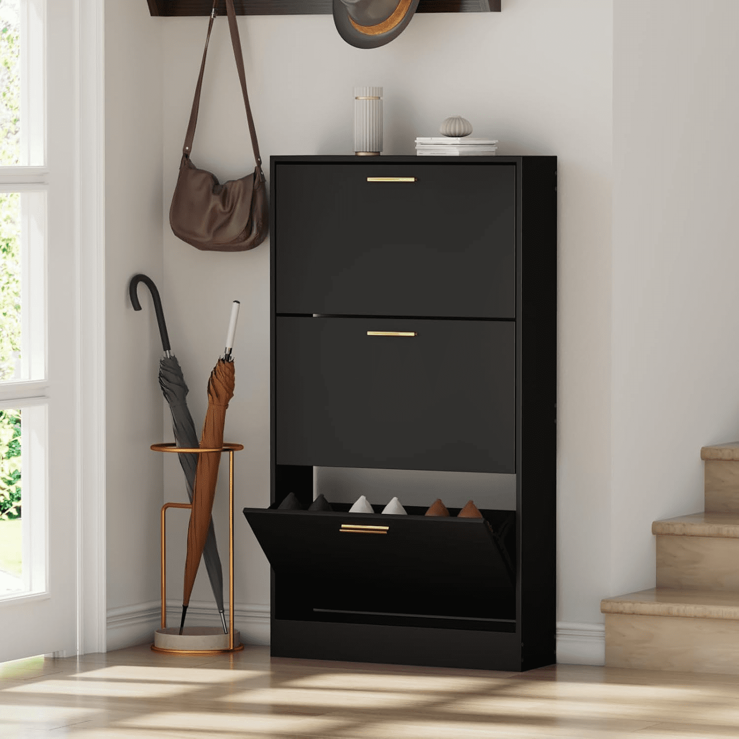 Shoe Cabinet Storage for Entryway Freestanding Slim Shoe Organizer ...