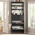 thumbnail image 1 of Shoe Cabinet Storage for Entryway, Modern Shoe Storage Cabinet with 3 Flip Drawer, Black Slim Freestanding Narrow Hidden Shoe Organizer Cabinet, Tall Shoe Cabinet with Coat Rack for Hallway, 1 of 8