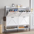 thumbnail image 1 of Shoe Cabinet Storage, Hidden Freestanding Shoe Rack with 4 Flip Drawers and Adjustable Shelf, Shoe Cabinet with Open Shelves for Entryway, Hallway, Foyer, 1 of 9