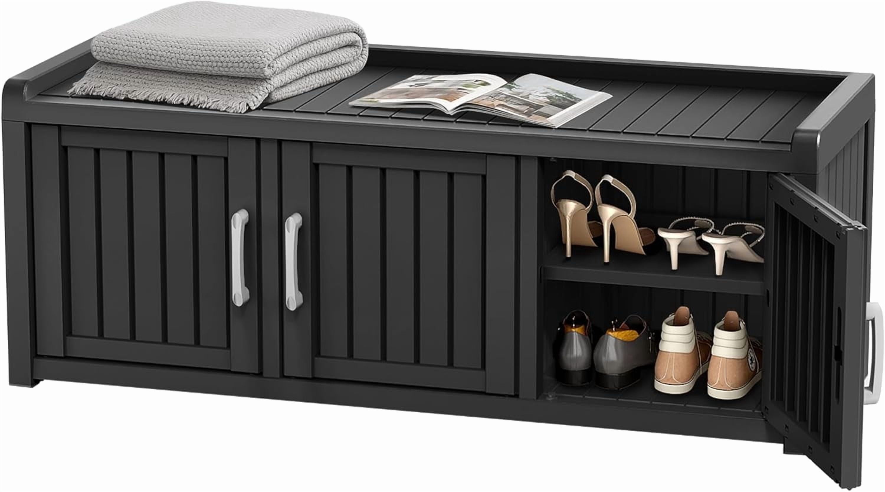 3-Door Shoe Cabinet - Waterproof, UV-Resistant Storage Bench with
